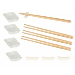 Set de sushi Kinvara 1249SJ4111 1249SJ4111 Blanc Bambou Porcelaine ...