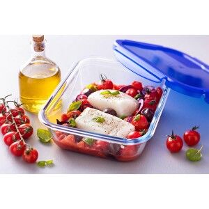 Récipient de Conservation des Aliments Pyrex Bleu Transparent Recta...