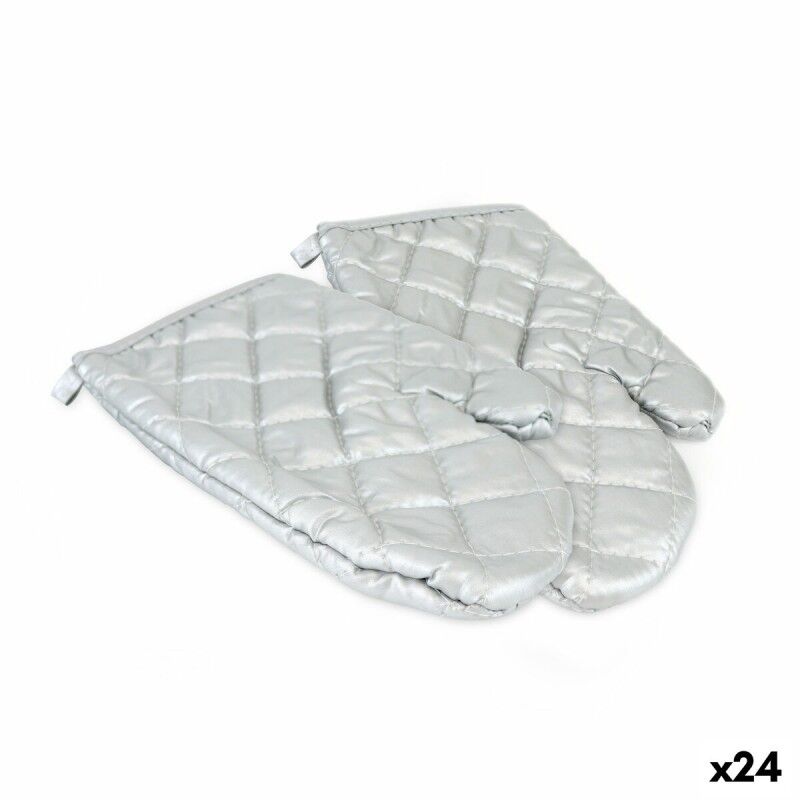 Oven Mitt Quttin Silver 25 x 16 x 24 cm Set 2 Pieces (24 Units) |  ...