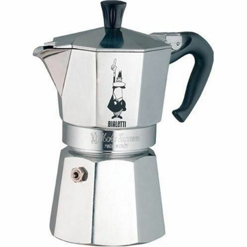 Italian Coffee Pot Bialetti Moka Express Aluminium Silver |  Coffee...