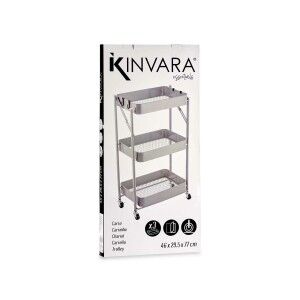 Vegetable trolley Kinvara Grey Steel Plastic 29,5 x 78,5 x 45,5 cm ...
