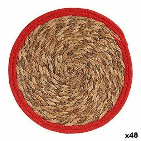Table Mat Gift Decor Red Natural Natural Fibre 30 x 1 x 30 cm (48 U...