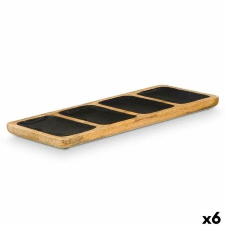 Tray with Compartments Gift Decor Black 46 x 3 x 17 cm (6 Units) | ...