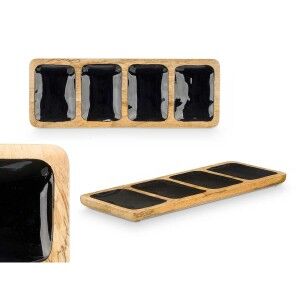 Tray with Compartments Gift Decor Black 46 x 3 x 17 cm (6 Units) | ...