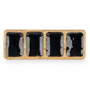 Tray with Compartments Gift Decor Black 46 x 3 x 17 cm (6 Units) | ...