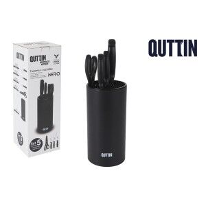 Ensemble de couteaux de cuisine et support Quttin Nero 5 Pièces (2 ...