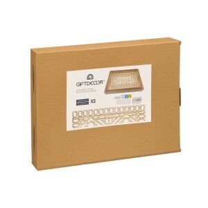 Tablettset Gift Decor Braun Durchsichtig Holz Glas karriert 2 Stück...