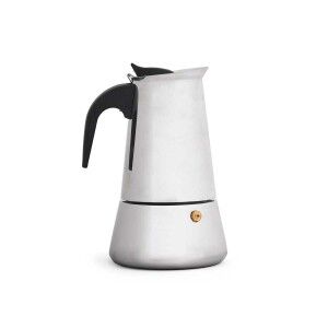 Italian Coffee Pot Kinvara Black Silver Steel Plastic 4 Cups |  Cof...