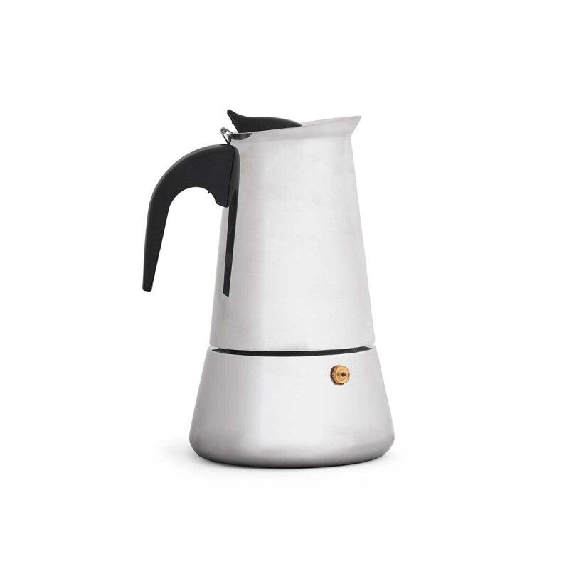 Italian Coffee Pot Kinvara Black Silver Steel Plastic 4 Cups