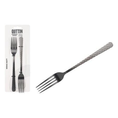 Fork Set Quttin MOMA Black 20,5 x 2,4 cm 2 Pieces (12 Units) |  Kni...