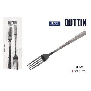 Fork Set Quttin MOMA Black 20,5 x 2,4 cm 2 Pieces (12 Units) |  Kni...