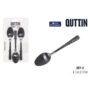 Dessertlöffel Set Quttin MOMA Schwarz 14,2 x 3,2 cm 3 Stücke (12 St...