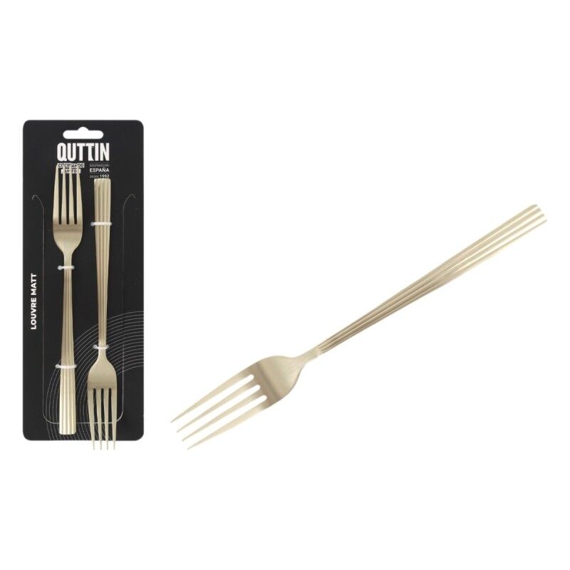 Fork Set Quttin LOUVRE Champagne 21 x 2,4 cm 2 Pieces (12 Units) | ...