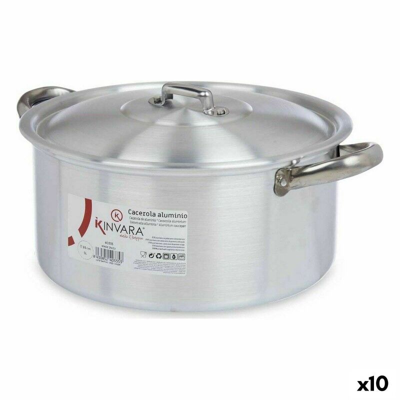 Topf mit Deckel Kinvara Silberfarben 5 L 33 x 14,5 x 26 cm (10 Stüc...