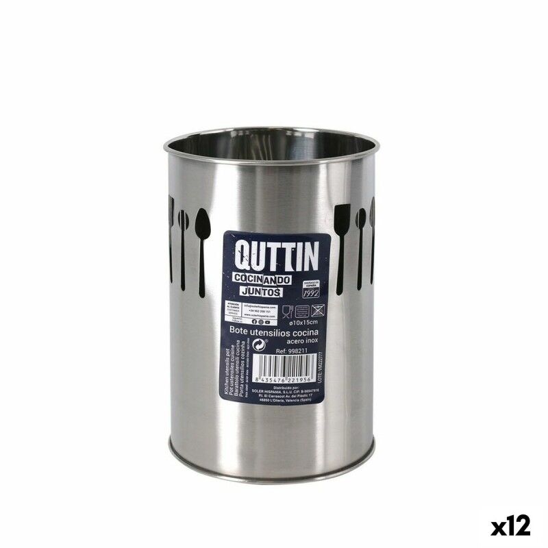 Gefäß für Küchenutensilien Quttin Edelstahl 10 x 15 x 10 cm Silberf...
