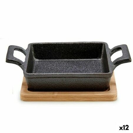 Tapas Servierpfanne Kinvara Braun Schwarz Holz Bambus Eisen 19 x 5 ...