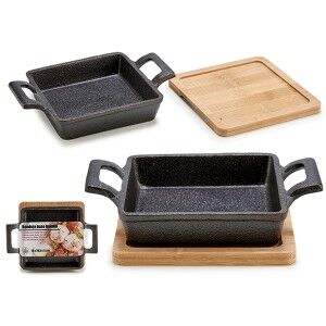 Tapas Servierpfanne Kinvara Braun Schwarz Holz Bambus Eisen 19 x 5 ...