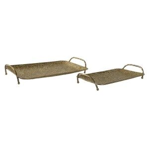 Tablettset Home ESPRIT Gold Moderne 48,5 x 30 x 8 cm (2 Stück) |  G...