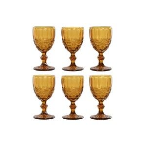 Set of cups Home ESPRIT Amber Crystal 240 ml (6 Units) |  Glasses, ...