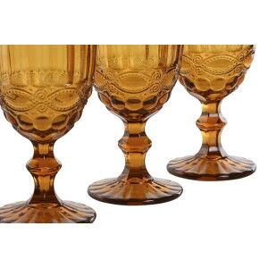 Set of cups Home ESPRIT Amber Crystal 240 ml (6 Units) |  Glasses, ...