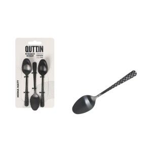 Coffee Spoon Quttin MOMA Black 10,6 x 2,5 cm 3 Pieces (12 Units)