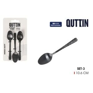 Coffee Spoon Quttin MOMA Black 10,6 x 2,5 cm 3 Pieces (12 Units)