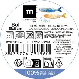 Bol La Mediterránea Peixe 15 x 8 cm (24 Unités)