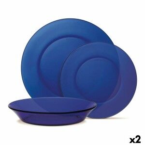Dinnerware Set Duralex Lys Glass Dark blue 12 Pieces (2 Units)