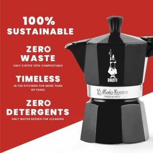Italian Coffee Pot Bialetti MOKA EXPRESS Black Aluminium 200 ml |  ...