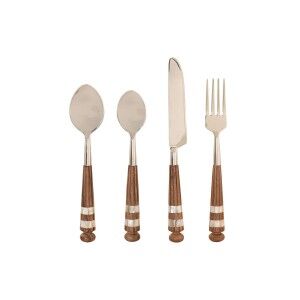 Cutlery Home ESPRIT White Silver Natural Stainless steel Acacia 4,5 X 2 X 21 CM 16 Pieces