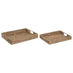 Snack tray Home ESPRIT Natural Tropical 45 X 35 X 8 CM (2 Units)
