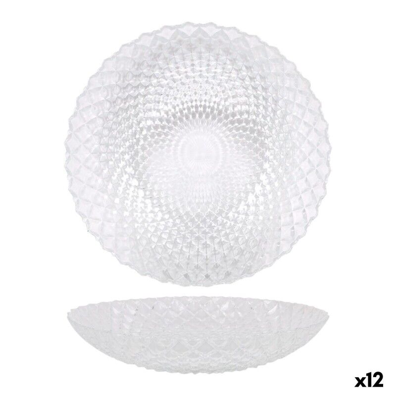 Dessert dish La Mediterránea Diamond Transparent Glass Ø 20 cm (12 Units)