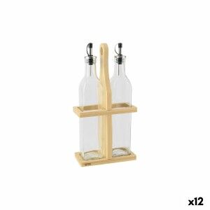 Condiment Set Quttin Brown Transparent Glass Bamboo 0,5 L 2 Pieces (12 Units)