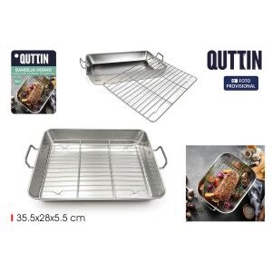 Baking tray Quttin Silver Steel 35,5 x 28 x 5,5 (12 Units)