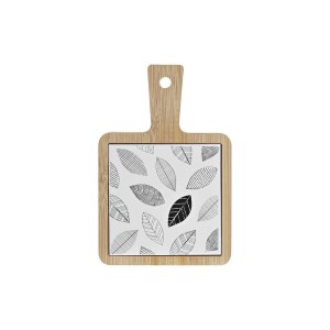 Tablett für Snacks DKD Home Decor Weiß/Schwarz Bambus Steingut Bett...