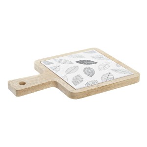 Tablett für Snacks DKD Home Decor Weiß/Schwarz Bambus Steingut Bett...