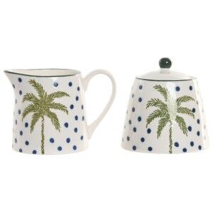 Milk jug and sugar bowl Home ESPRIT Blue Green Porcelain 11 X 7,6 X 7,8 CM 2 Pieces