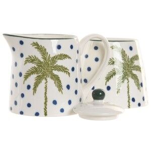 Laitière et sucrier Home ESPRIT Bleu Vert Porcelaine 11 X 7,6 X 7,8 CM 2 Pièces