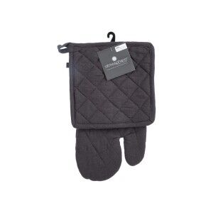 Oven Gloves and Pot Holder Set Atmosphera Cotton Dark grey |  Kitch...