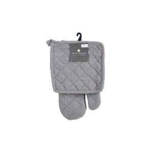 Oven Gloves and Pot Holder Set Atmosphera Grey Cotton |  Kitchen li...