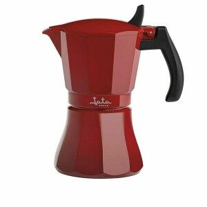 Italian Coffee Pot JATA Cafetera de inducción roja vulcano Red Aluminium 6 Cups (1 Unit)