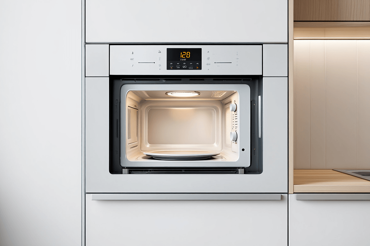 Micro-ondes combiné encastrable dans cuisine moderne
